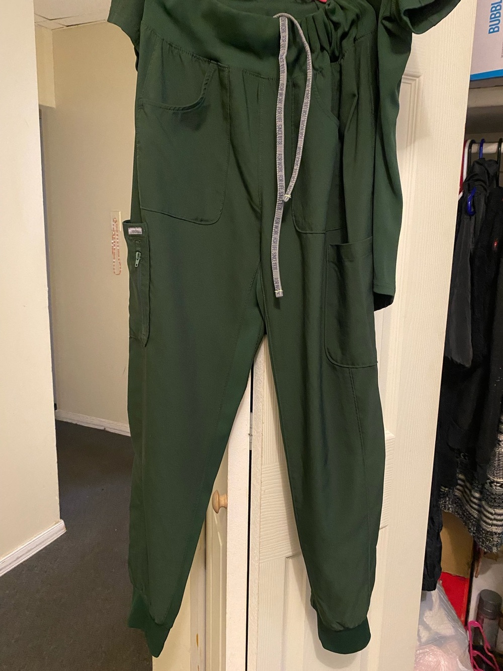 Landau Dark Green Women's Drawstring Jogger Scrub Pants